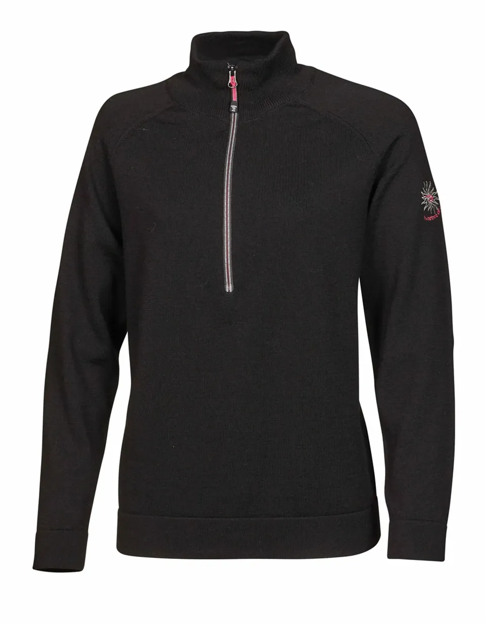 Ivanhoe Jana Half Zip Merinopullover Black 100% Wolle