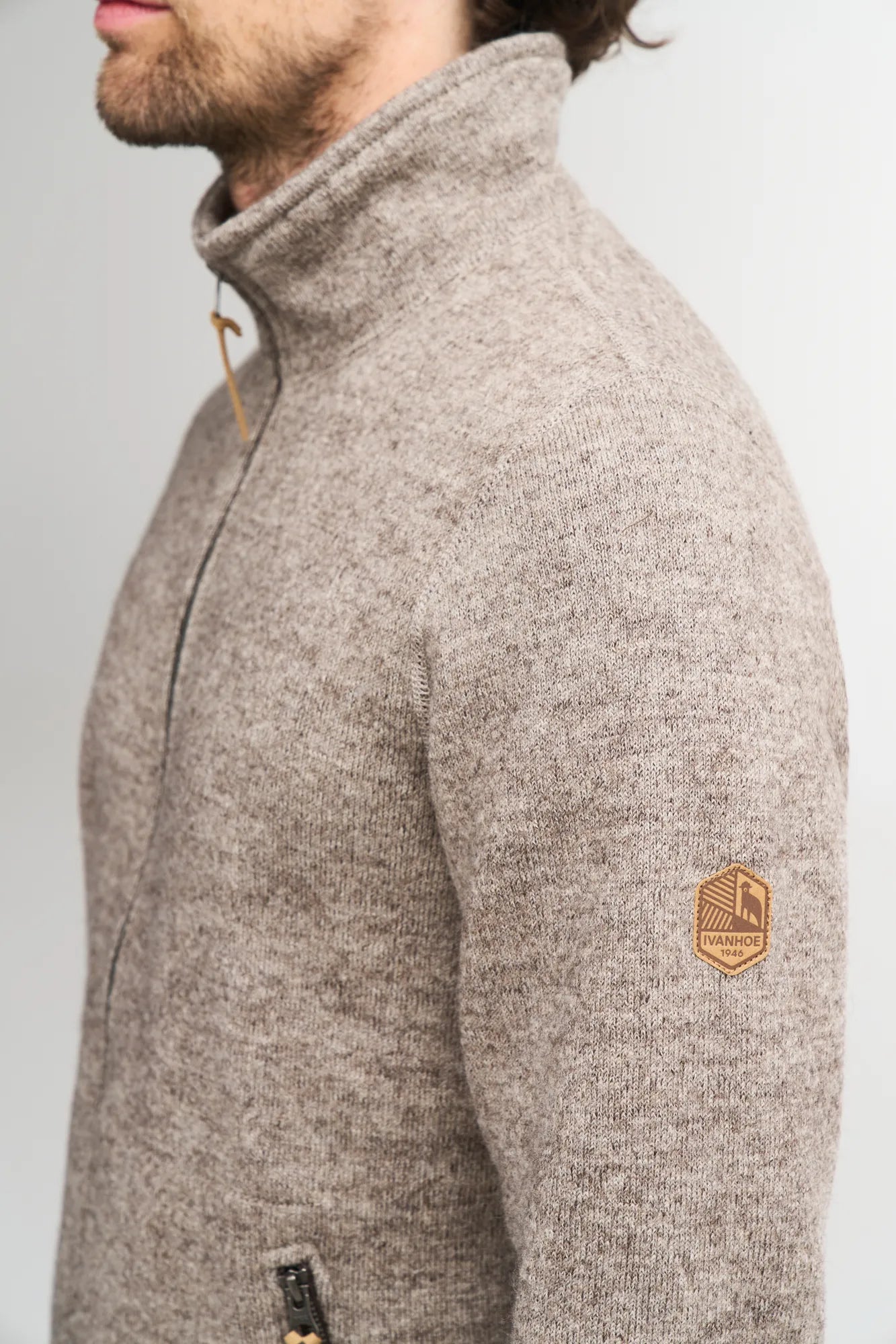 Ivanhoe Ziptröjor NLS Sap Full Zip Wolljacke Latte ungefärbt