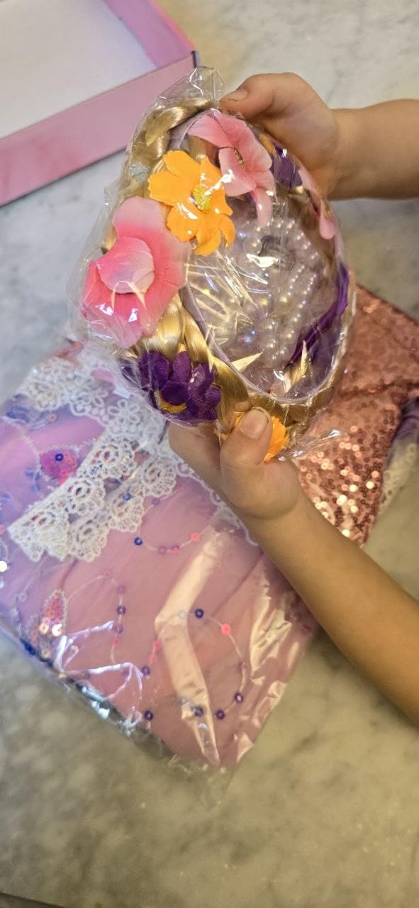 YYDSXK Prinzessin Kleid Mädchen 110 Lila mit Krone Kette