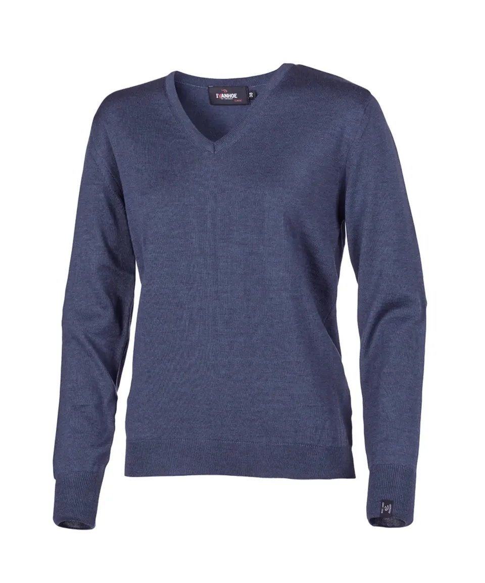 Ivanhoe Merino V-Neck Pullover Steelblue 100% Merino Gr.38