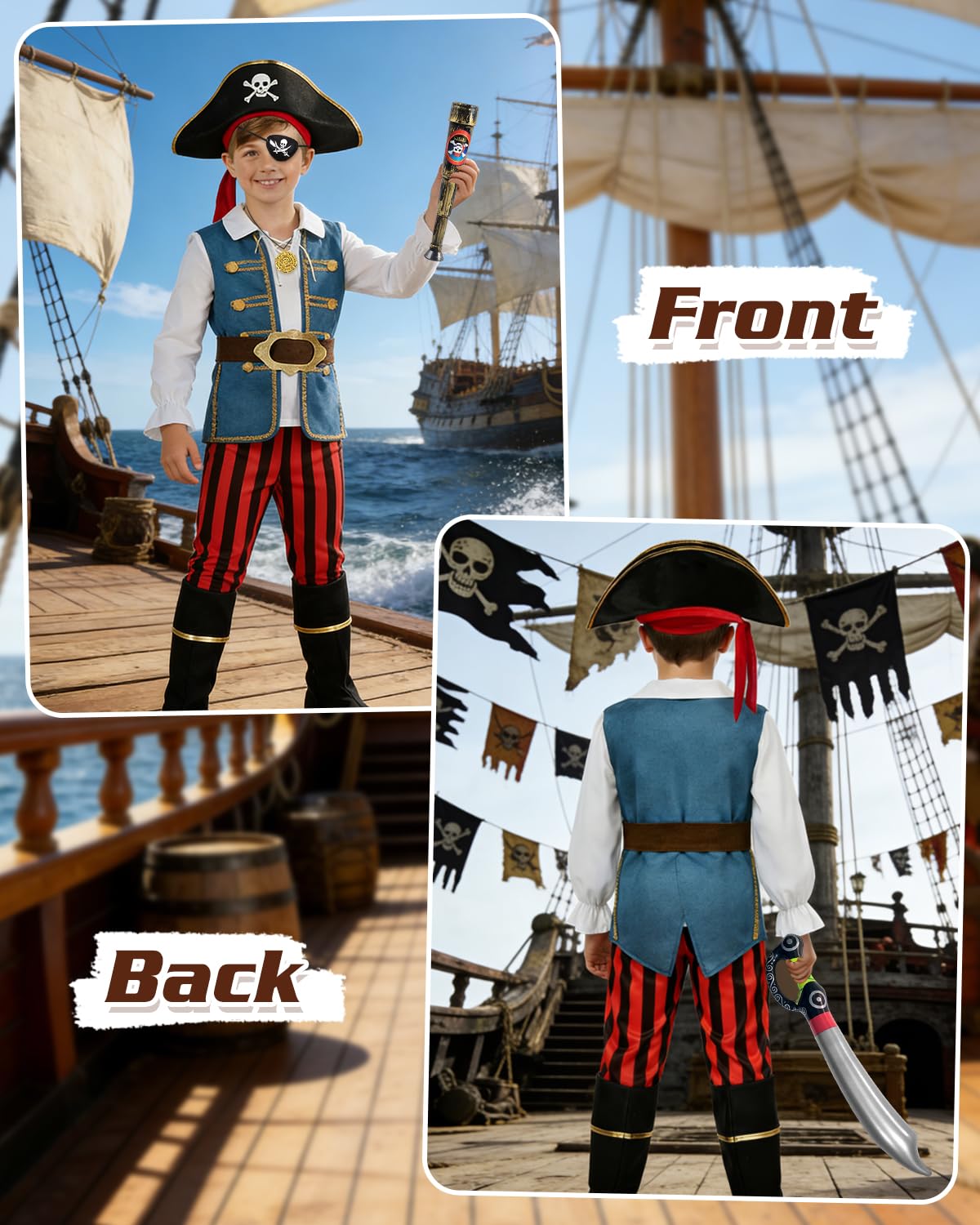 YYDSXK Costumes Piraten Kostüm Kinder Hut Gr. 120