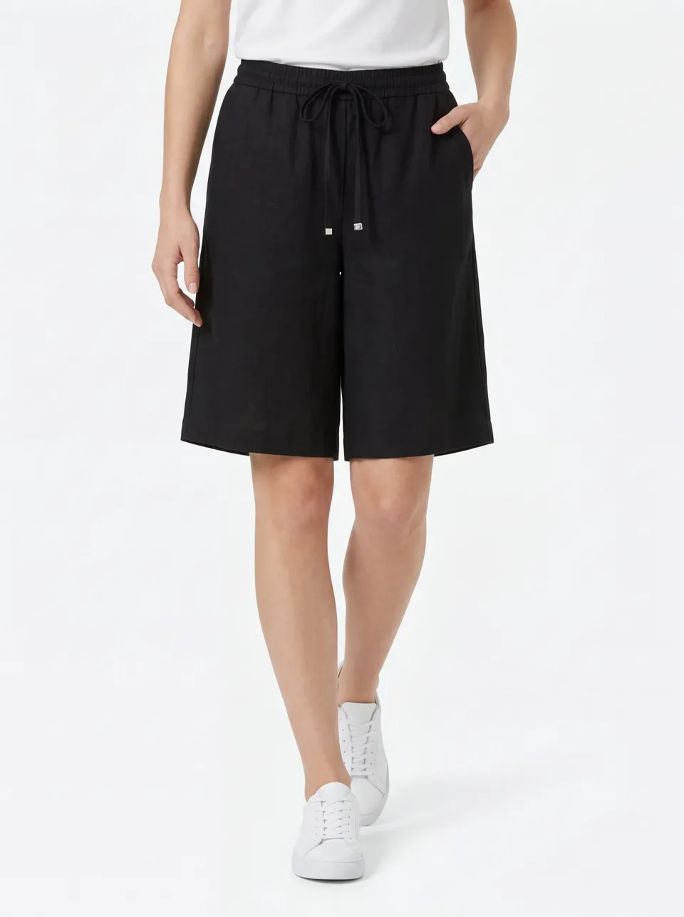 Stehmann Roma Culotte Bermuda schwarz Leinen-Mix