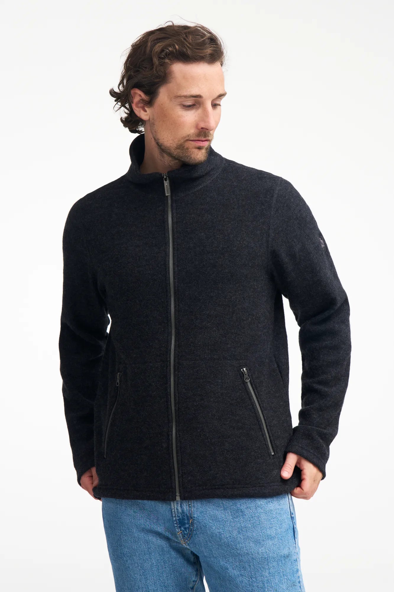 Ivanhoe Bruno Full Zip Wolljacke Graphite Marl 60% Wolle