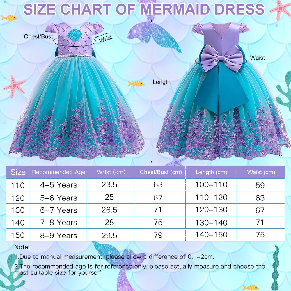 YYDSXK Meerjungfrau Prinzessin Kleid Gröβe 120 Set
