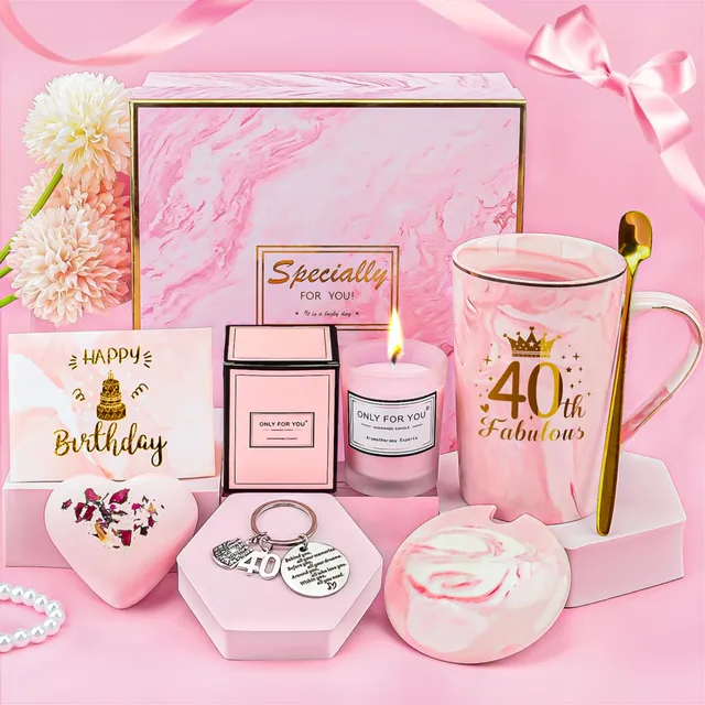 YYDSXK 40. Geburtstag Tasse Set Rosa Geschenkbox