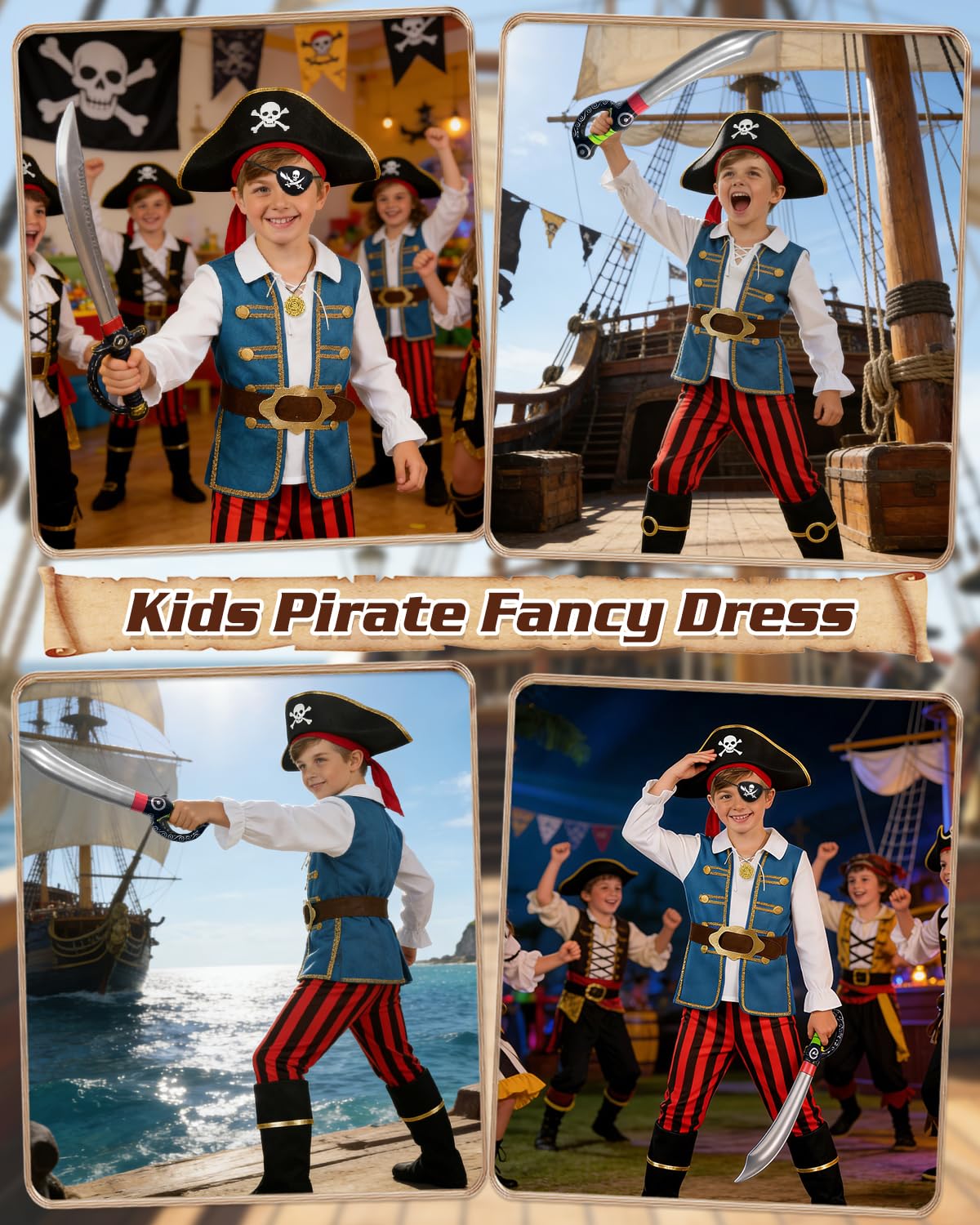 YYDSXK Costumes Piraten Kostüm Kinder Hut Gr. 120
