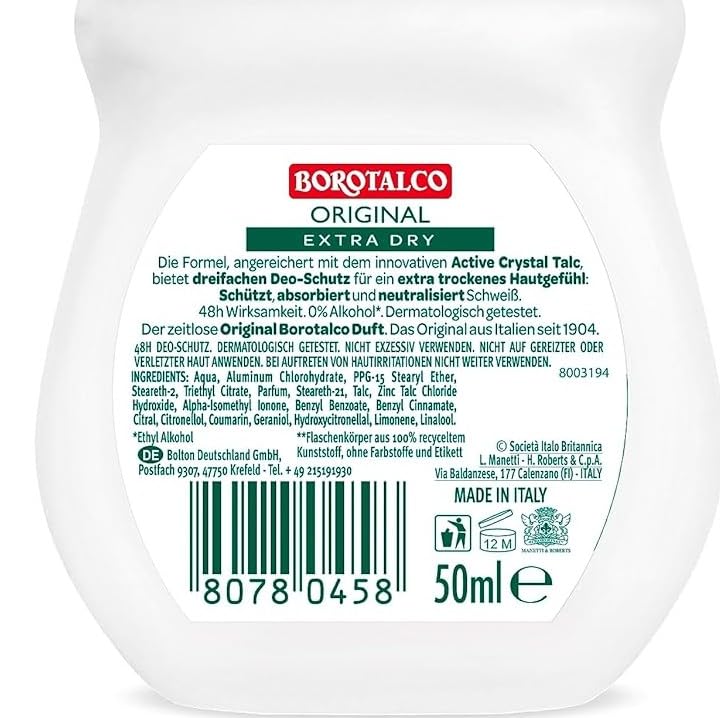 Borotalco Original Deo Roll-On 50 ml ohne Alkohol
