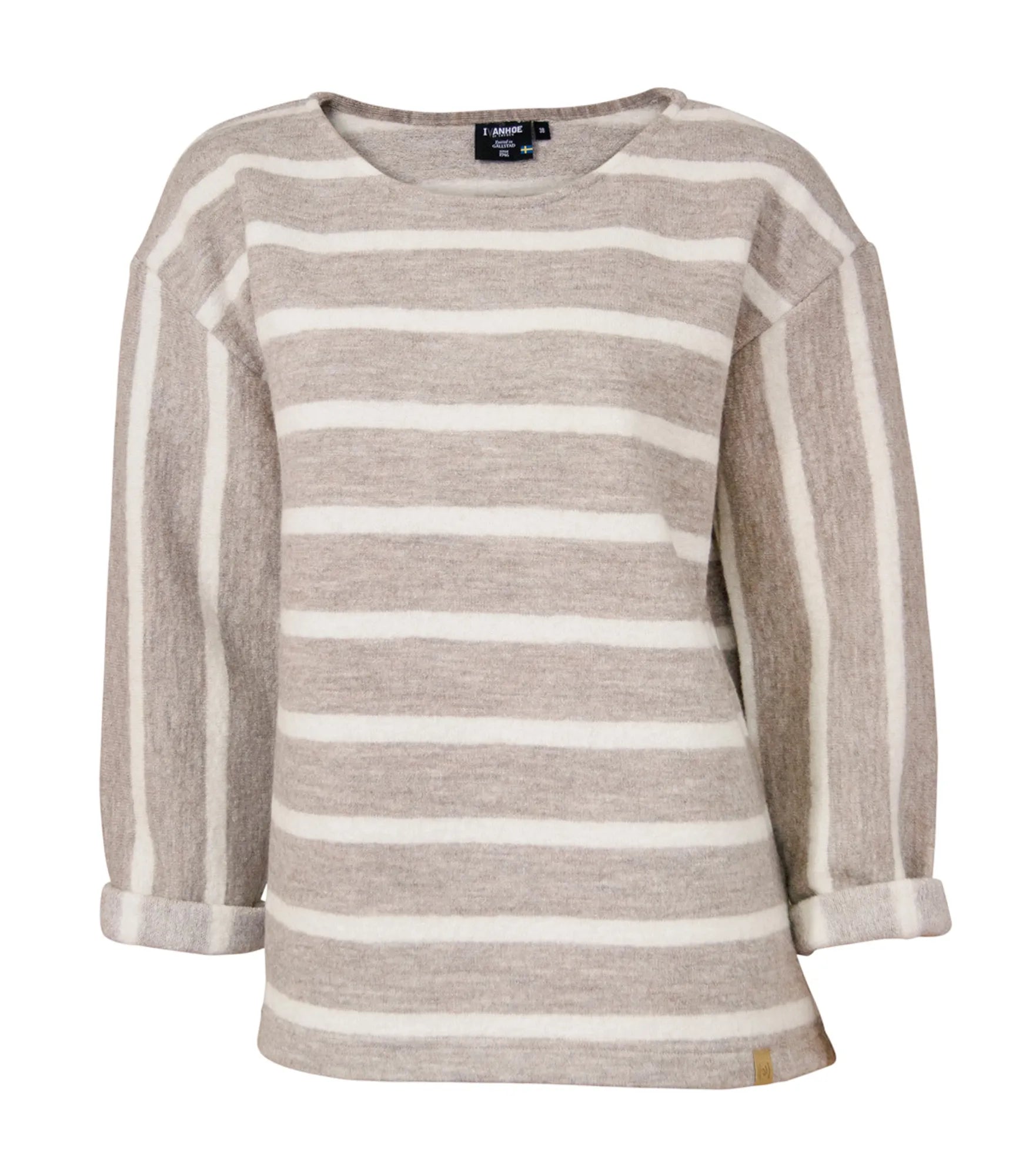 Ivanhoe Tröjor GY Bystad Wollpullover Sand Streifen Wolle Tencel