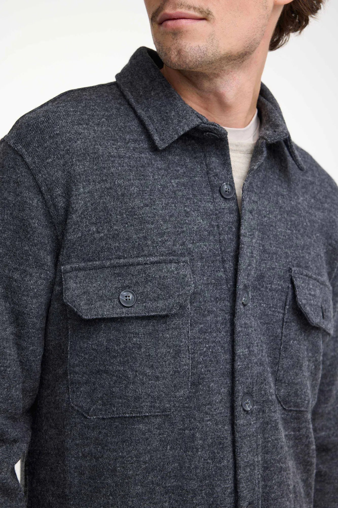Ivanhoe Grimstorp Overshirt Merinowolle Graphite Marl Herren