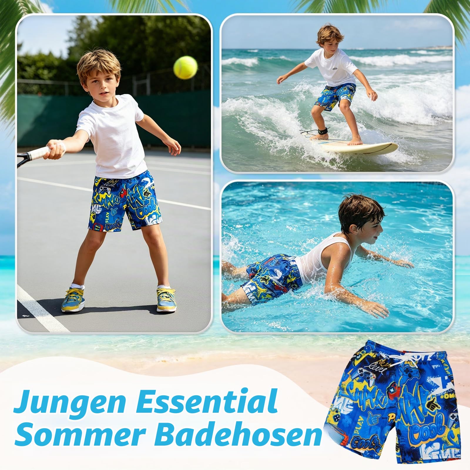 YYDSXK Swimwear Badehose Jungen 150 UV-Schutz 50+ Blau