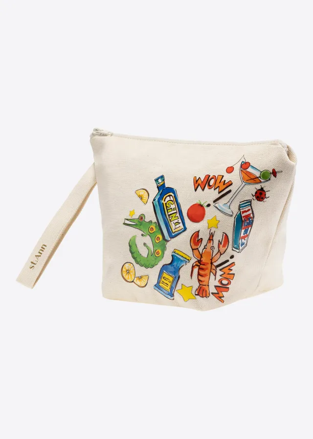 Stehmann Beauty Bag Canvas natur Cocktail-Print St