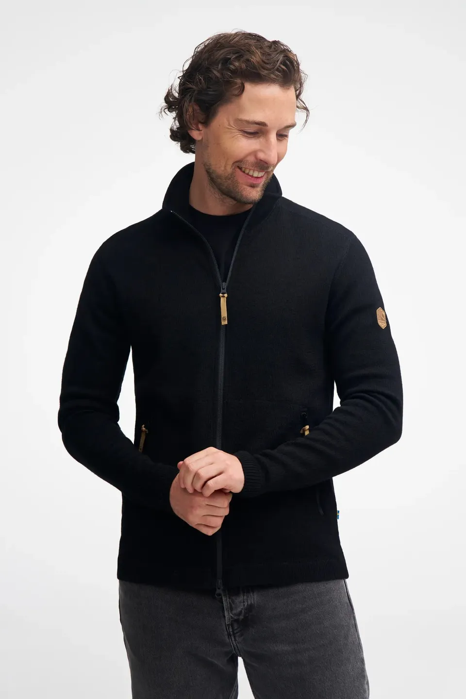 Ivanhoe Volmar Full Zip Wollpullover Black 69% Wolle