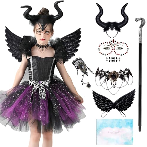 YYDSXK Maleficent Kostüm Kinder 120 Hexenkleid mit Flügel